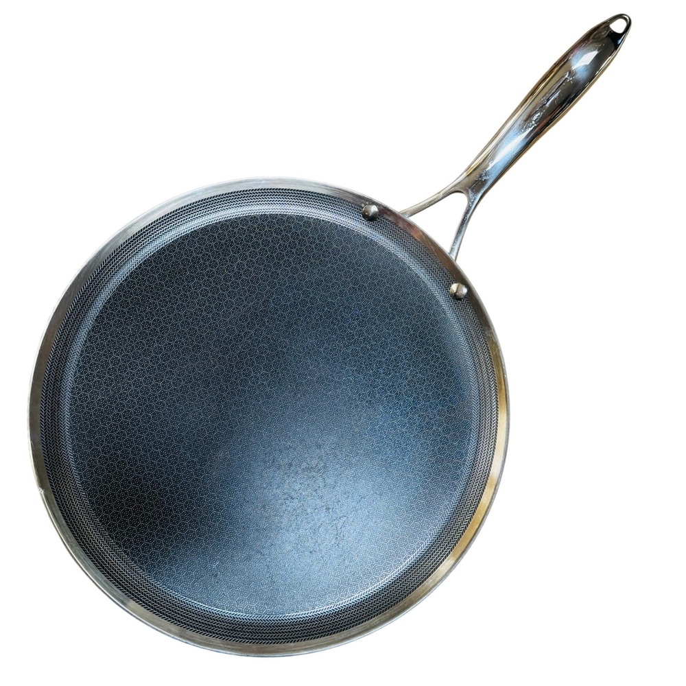 HexClad 12" Hybrid Griddle Pan Nonstick Stainless Steel Round Flat Skillet